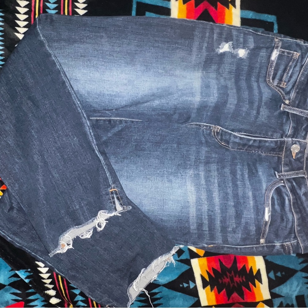 Time and Tru Blue Distressed Denim Shorts